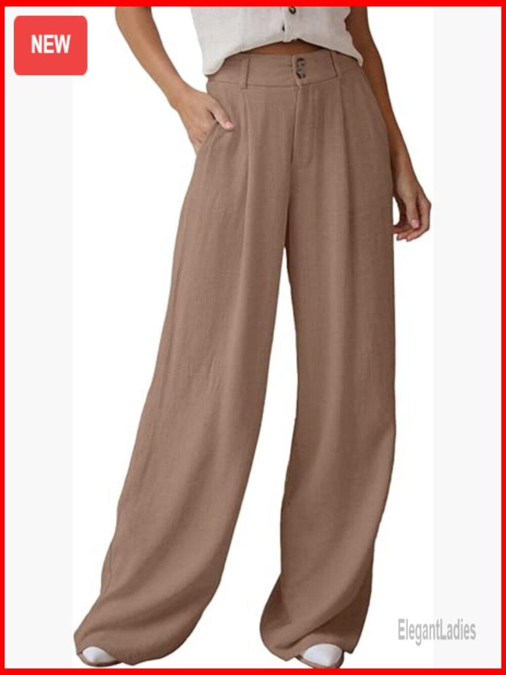 Linen Blend Wide Leg Palazzo Pants High Waisted Loose Fit Casual